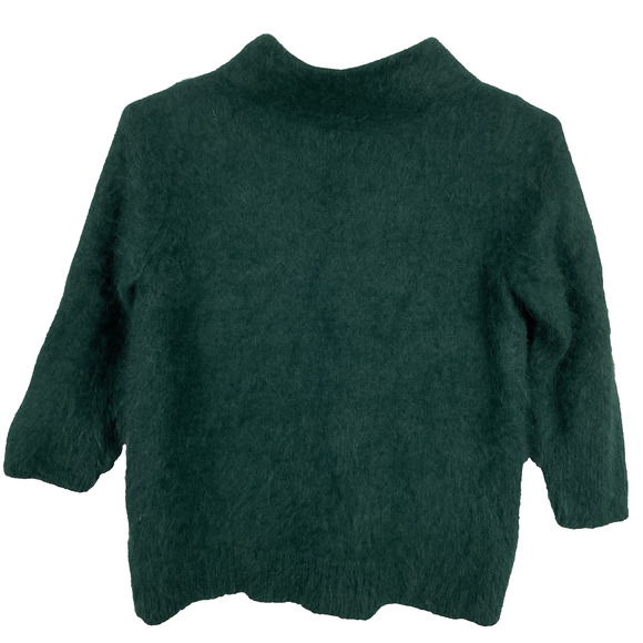 Anthropologie Moth Angora Sweater Size L (Fits M) Emerald Green Fuzzy Soft Warm - Picture 2 of 8